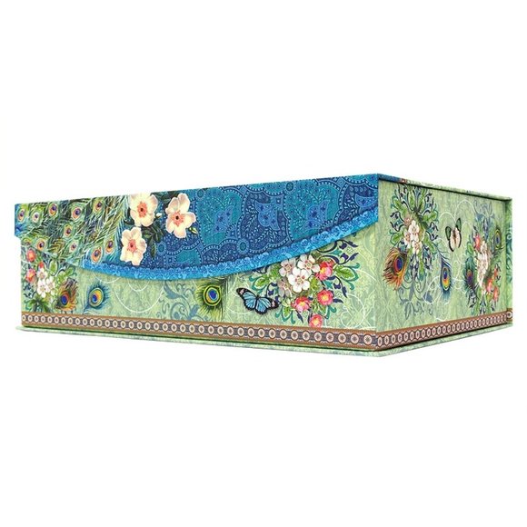 Punch Studio Royal Peacock Flip Top Decorative Nesting Box, Large 94811 - Picture 3 of 7
